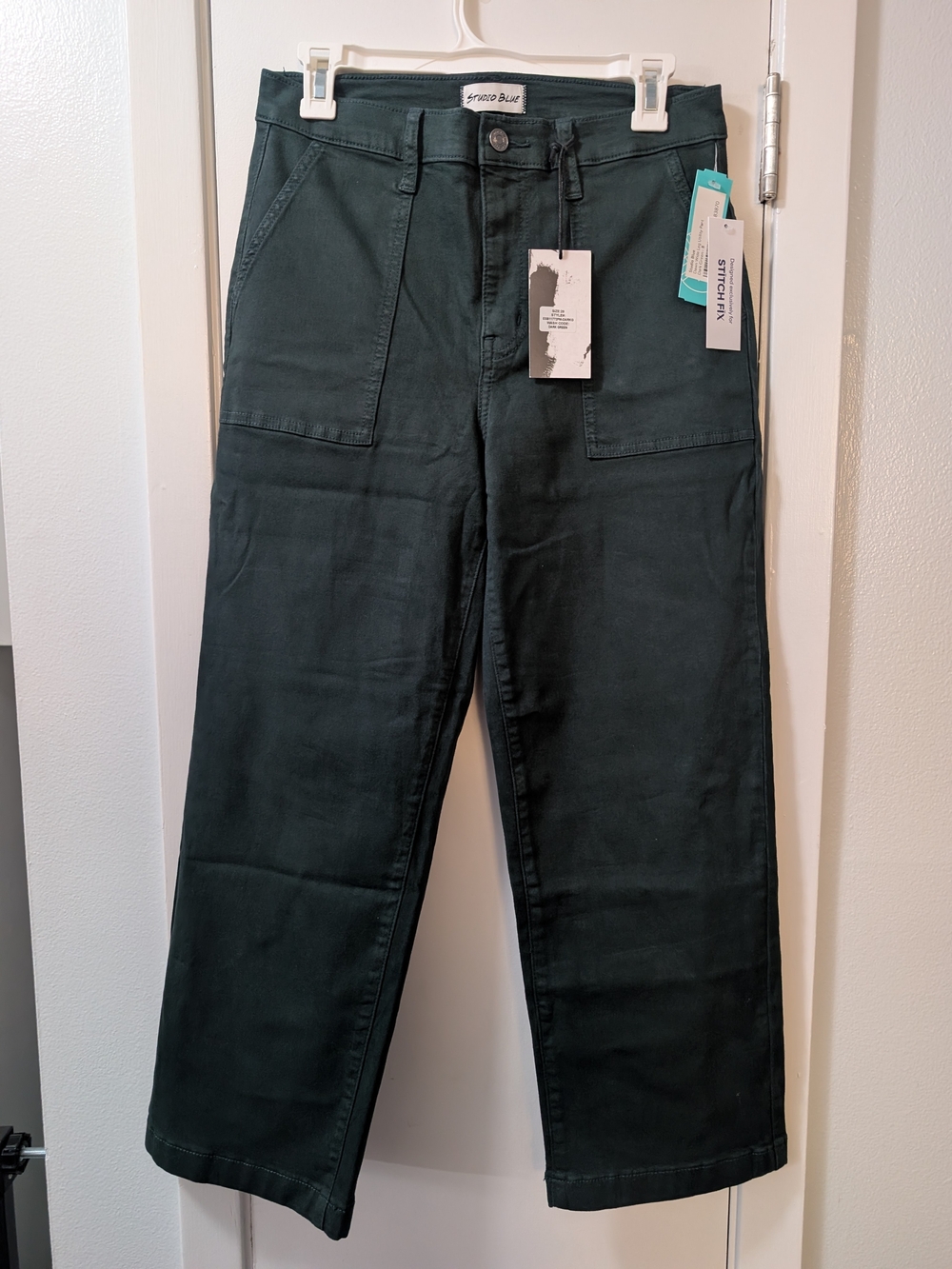 NWT "Studio Blue" Dark Green Straight-Leg Chinos (color is Dark Green) Sz 29/M